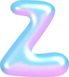 © Maggieway - 3D Holographic liquid Y2k Chrome bubble alphabet Letter Z