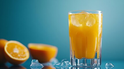 Canvas Print - Refreshing Orange Juice with Ice