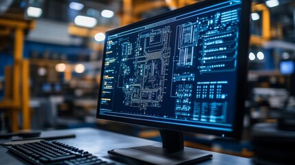 Wall Mural - Computer Circuit Design on Monitor