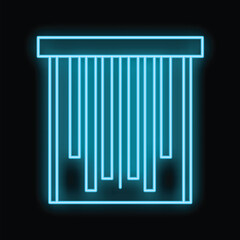 Poster - Glowing neon line barcode icon isolated on black background. Vector