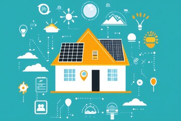 Solar Powered House Illustration