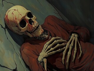 Wall Mural - The Haunting Embrace of Death: A Dark and Eerie Digital Painting