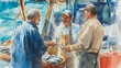 © NatthaphonSiri - Three Fishermen Discussing the Day's Catch.