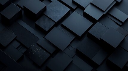 Abstract pattern of black geometric shapes with subtle gold detailing.