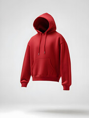 Wall Mural - A red hoodie sweatshirt floating in the air mock up, isolated on white background