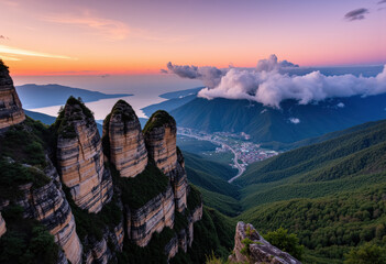 Clouds and mountains at dusk