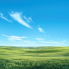 Poster - Green Fields Under Blue Sky.