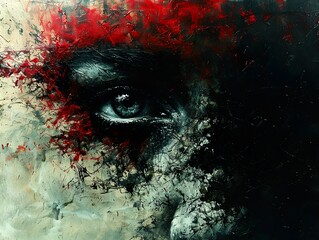 Wall Mural - Intense Gaze: Abstract Portrait with a Single Eye