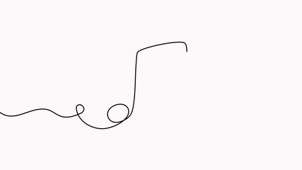 Wall Mural - Animated music note continuous one line drawn. Linear melody element animation.