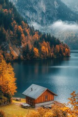 Wall Mural - Lake shore cabin