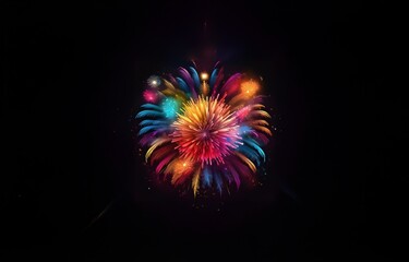 Poster - A colorful burst of fireworks against a black background.
