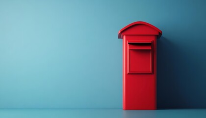 Wall Mural - Red Mailbox Against a Blue Wall