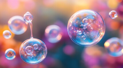 Poster - Floating Bubbles Against a Colorful Background