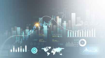 Leinwandbilder - Analyzing data sales and financial graph chart. Business development strategy,analysis and planning.Financial marketing graph and profit stock market.