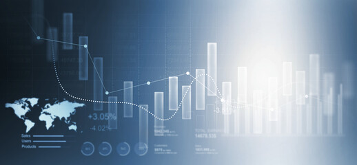 Leinwandbilder - Analyzing data sales and financial graph chart. Business development strategy,analysis and planning.Financial marketing graph and profit stock market.