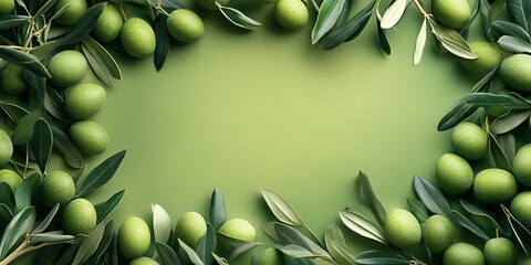 organic green olives full frame background banner, healthy food choice and fresh produce, Mediterranean flavor and nutrition benefits for vegan and vegetarian diets, perfect for gourmet dishes