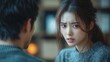 © furyon - asian couple in a heated argument expressing deep emotions of anger and sadness set against a blurred background that captures the intensity of their troubled relationship
