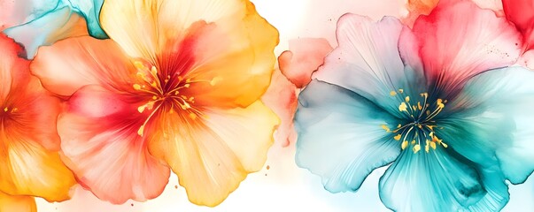 Bright Watercolor Flowers, generative ai