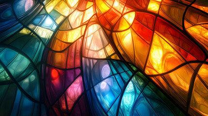 Canvas Print - Kaleidoscope of Light: A Stained Glass Wallpaper