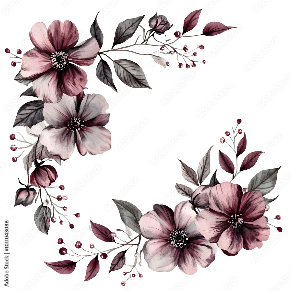 Elegant Watercolor Floral Wedding Border Design for Invitations and ...