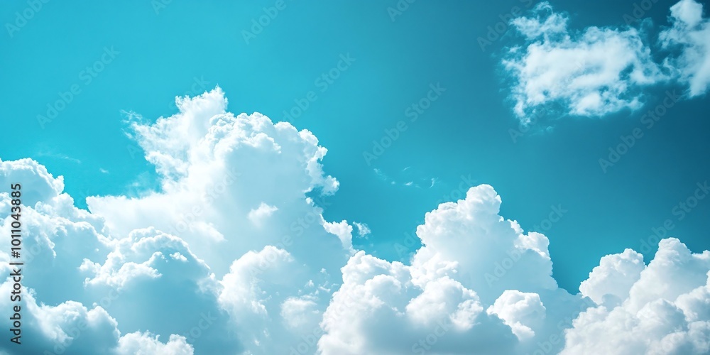 blue sky with fluffy white clouds creating a soft and peaceful ...