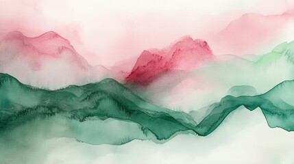 Wall Mural - abstract background in soft pink and green watercolor tones, artistic brushstroke texture ideal for 