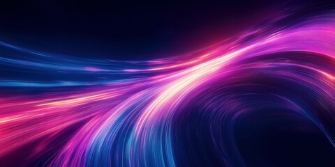 Wall Mural - abstract wallpaper featuring sleek neon waves and curves in a vibrant blend of purple, blue, and pin