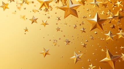 Wall Mural - gold stars on yellow gradient background, abstract geometric design with shimmering elements, decora