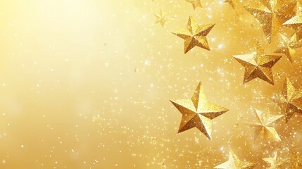Wall Mural - gold stars on yellow gradient background, abstract geometric design with shimmering elements, decora