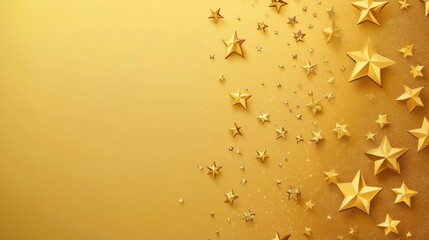 Wall Mural - gold stars on yellow gradient background, abstract geometric design with shimmering elements, decora