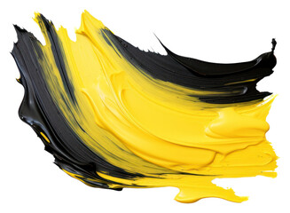 Wall Mural - PNG Pastel black yellow flat paint brush stroke white background splattered abstract.