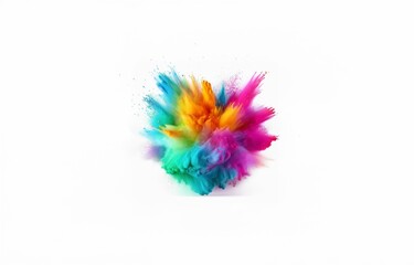 Aufkleber - A colorful powder explosion isolated on a white background.