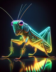 Neon green grasshopper