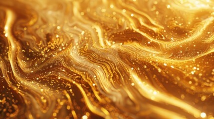 Sticker - Golden Abstract Waves with Sparkling Texture