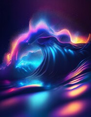 Wall Mural - Abstract wave with neon glow