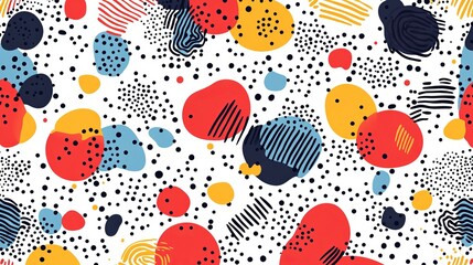 Wall Mural - charming doodle pattern background featuring abstract shapes and dots in a modern vector design, ide