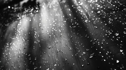 Poster - Raindrops on Dark Surface with Soft Light Effects