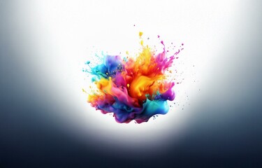 Poster - An isolated colorful paint explosion on a white background.