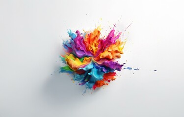 Poster - An isolated colorful abstract paint explosion on a white background.