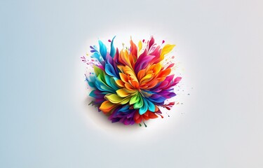an isolated colorful flower-like design with abstract petals against a white background.