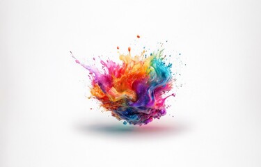 Poster - An isolated colorful paint explosion against a white background.