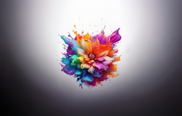Aufkleber - Abstract colorful flower made of paint on a white background.