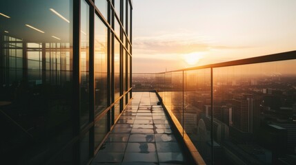 Wall Mural - Sunset View from Modern High-Rise Balcony