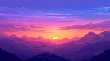 Wall Mural - vibrant sunset over majestic mountain landscape