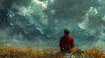 Wall Mural - Solitude in the Mountains: A Dramatic Landscape