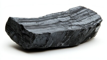 Close-Up Image of a Natural Black Coal Lump Isolated