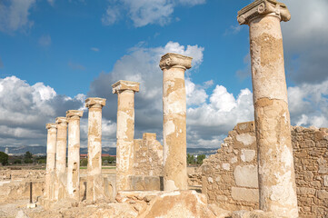 Ancient ruins of Theseus Villa at Paphos Archaeological Park, Cyprus