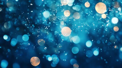 Wall Mural - Blue Bokeh Lights Abstract Background