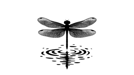 Wall Mural - Dragonfly nymph emerging from the water to molt, vector illustration art