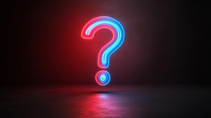 Canvas Print - Neon question mark glowing on dark background